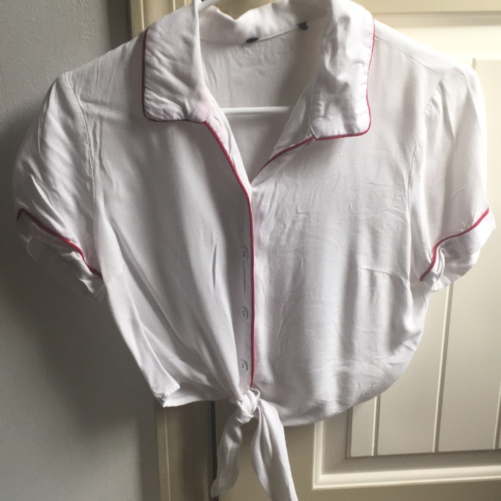 Forever 21 Cropped Button Down Crop-Top Shirt